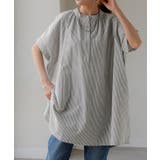 アッシュブラック | シャツ ストライプ ノーカラー | HUG.U