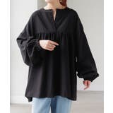 ブラック | ブラウス 前後2WAY ノーカラー | HUG.U