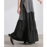 ブラック | スカート ロング ティアードスカート | HUG.U