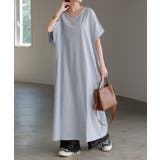 メランジグレー | ワンピース ロング 半袖 | HUG.U