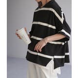 ブラック | Tシャツ ボーダー 体型カバー | HUG.U