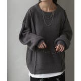 アースグレー | ニット ワッフル チュニック | HUG.U