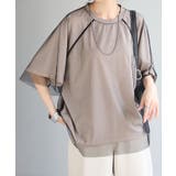 グレージュ×ブラック | Tシャツ チュール レイヤード | HUG.U