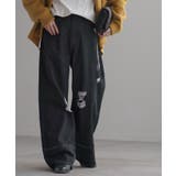 ブラック | デニム パンツ ワイド | HUG.U