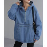 インディゴブルー | パーカー デニム ハーフジップ | HUG.U