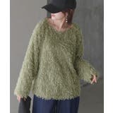 グリーン | ニット シャギー レディース | HUG.U