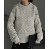 グレー | ニット シャツ 重ね着風 | HUG.U