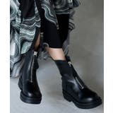 ブラック | ブーツ フロントジップ 5センチヒール | HUG.U