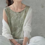グリーンティー | タンクトップ  レディース タイダイ柄 ノースリーブ レイヤード インナー | HUG.U
