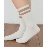 オフ×ベージュ | 靴下 ソックス ハイクルー丈 | Honeys