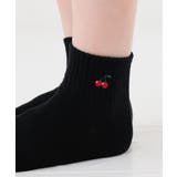 クロ/チェリー | 靴下 ソックス ワンポイント | Honeys