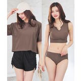 ブラウン | 水着 ４点セット Tシャツ | Honeys