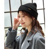ブラック | 帽子 ニット帽 プレート付き | Honeys