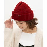 レッド | 帽子 ニット帽 プレート付き | Honeys