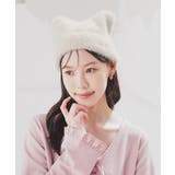 アイボリー／ネコ | 帽子 ニット帽 ネコ耳 | Honeys