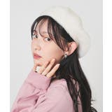 アイボリー | 帽子 ベレー帽 パール調ビジュー付き | Honeys