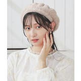 モカ | 帽子 ベレー帽 パール調ビジュー付き | Honeys