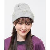 杢グレー | 帽子 ニット帽 リボン付き | Honeys