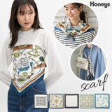 スカーフ サテン 幾何学柄 | Honeys | 詳細画像1