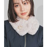 グレージュ | ティペット ブローチ付き フェイクファー | Honeys