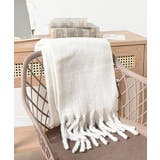 アイボリー | マフラー 太フリンジ 無地 | Honeys