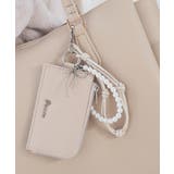 グレージュ | カードケース チャーム付き 合皮 | Honeys