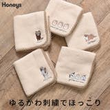 Honeys（ハニーズ） | ハンカチ タオルハンカチ ミニタオル 刺繍 綿100％ アニマル柄 ワンポイント レース縁取り フェミニン レディース Honeys ハニーズ ハンカチタオル