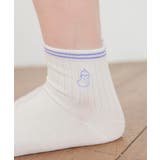 オフ／ナス | 靴下 ソックス ライン入り | Honeys