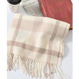 オフ×ベージュ | マフラー ウール チェック柄 | Honeys