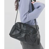 ブラック | ショルダーバッグ ハートミラー付き リボン | Honeys