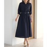 ネイビー | ワンピース シャツワンピース ロング丈 | Honeys