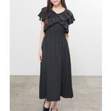 ブラック | ワンピース 半袖 ロング丈 | Honeys