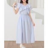 サックス | ワンピース 半袖 ロング丈 | Honeys