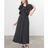 クロ水玉 | ワンピース 半袖 ロング丈 | Honeys