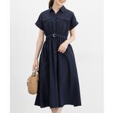 ネイビー | ワンピース 半袖 ロング丈 | Honeys