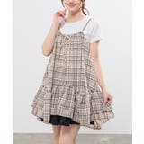 ベージュチェック | ワンピース キャミワンピース ミニ丈 | Honeys