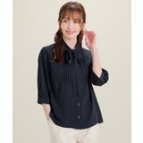 ネイビー | トップス ブラウス ボウタイ | Honeys