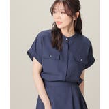 ネイビー | トップス ブラウス 半袖 | Honeys