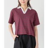 アカボーダー | トップス カットソー 半袖 | Honeys