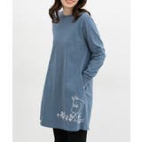 ブルー | ワンピース 長袖 ひざ丈 | Honeys