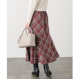 アカ×ベージュ | ボトムス スカート ロングスカート | Honeys
