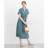 ブルーグリーン | ワンピース 半袖 ロング丈 | Honeys