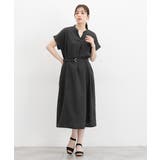 チャコール | ワンピース 半袖 ロング丈 | Honeys