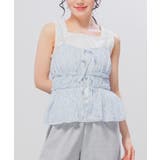 サックス花柄 | トップス キャミソール リボン付き | Honeys