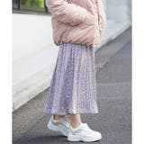 パープル花柄 | スカート プリーツスカート 小花柄 | Honeys