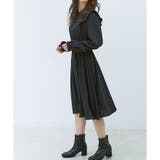 ブラック | ワンピース 長袖 フリル | Honeys