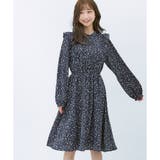 コン花柄 | ワンピース 長袖 フリル | Honeys