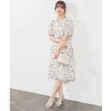 アイボリー花柄 | 【ハニーズ】ワンピース 半袖 ひざ丈 | Honeys