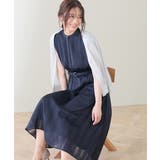 ネイビー | ワンピース ノースリーブ ロング丈 | Honeys