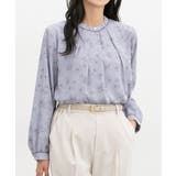 サックス花柄 | トップス ブラウス 長袖 | Honeys